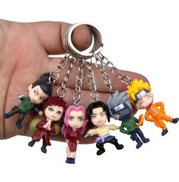 Keychain Uchiha Sasuke Kakashi Gaara Itachi Doll Figure Keyring Bag Car Key Chain Pendant Mix 24pcs/lot wholesale High Quality4734083