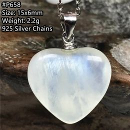 Pendants Natural Moonstone Pendant Jewellery For Women Men Healing Gift Crystal Stone 925 Silver Chains Heart Beads Reiki Gemstone AAAAA