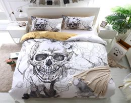 3d Flowers Skull Duvet Cover With Pillowcases Sugar Skull Bedding Set Au Queen King Size Flower Soft Bed Covers6464771