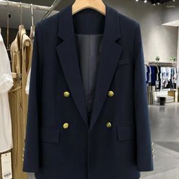 Women's Suits Luxury High-end Blazer Women Spring Autumn Jacket Office Ladies Suit Long Sleeve Coat Navy Clothing