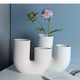 Vases U-shaped Ceramic Tabletop Flower Arrangement Creativity Ornaments Crafts Porcelain Vase Home Decoration Accessories Modern