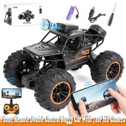 Car 2.4GHz Wireless RC Alloy Car With 720P HD Video Wifi Camera Offroad Mobile Phone Remote Control Buggy Vehicle Toy Gift For Boys