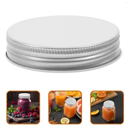 Dinnerware 4pcs Sealing Metal Caps Leakproof Tin Lids Mason Jar Cover For Wide-Neck Collection Bottle Glass Storage