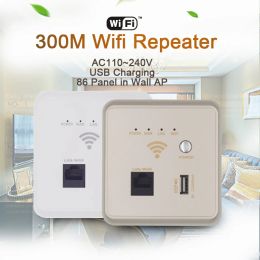 Routers 300Mbps Wireless AP WiFi Router Repeater 86 Panel in Wall Access Point USB2.0 Wireless Router SSID 2.4G 802.11n 10/100M WAN LAN