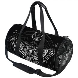 Bags Black Skull Moth Duffel Bags Magic Skulls Sports Gym Bag Travel Luggage Overnight Bags for Men Women Duffel Bags for Traveling