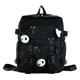 Backpacks Harajuku Punk Backpacks for Men Women Couple Cute Panda Schoolbag Teenage Students Y2K Travel Backpack Shoulder Crossbody Bags
