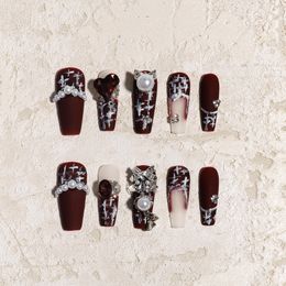 Sisful Plaid Perfection - Handmade Embellished Long Coffin Press-On Nails