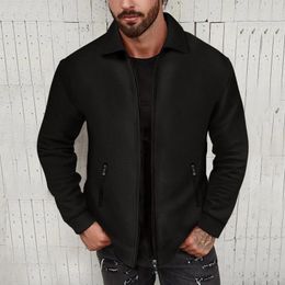 Men's Jackets 2024 Casual Solid Colour All-in-one Daily High Street Waffle Jacket Zipper Long-sleeved Coat