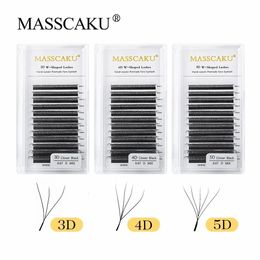 MASSCAKU 12Lines Premium Mink 3D 4D 5D 6D Premade False Eyelash W Shape Soft and Natural Individual Lash Supplies 240407