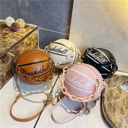 Bags Personality Female Leather Pink Basketball Bag 2021 New Ball Purses For Teenagers Women Shoulder Crossbody Chain Handbags