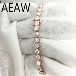 Strands AEAW Lovely 11ctw Solid 14K White Gold DEF CVD HPHT Lab Diamond Wedding Bezel Bracelet for Women Birthday Fine Jewellery Gift