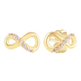 Earrings Golden Shine Colour Sparkling Infinity Stud Earrings Accessories For Women Gold Colour Make Up Fine Jewellery 2020 New