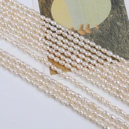 Chains Wholesale 4-5mm Natural White Rice Freshwater Pearl Strand For Jewelry Making