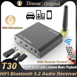 Adapter Bluetooth 5.2 Audio Receiver 3.5mm AUX/RCA /UDisk Play HIFI Lossless Music Stereo Wireless Adapter With HD Mic for Car Speaker