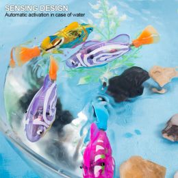 Aquariums Aquarium Decoration Electric Fish Cat Interactive Water Toy with Light Swimming Robot Fish Pet Playing Toys Fish Tank Ornaments