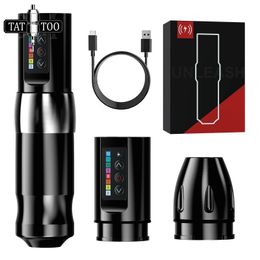 DM Wireless Tattoo Machine Kit Strong Coreless Motor 2400mAh Lithium Battery Professional RotaryTattoo Pen Set 240409