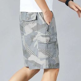 Men's Pants Mens Camo Shorts Elastic Waistband Casual Cargo Shorts Hiking Running Male Clothes Athletic Plus Size Y2K Kn Short Pants Y240422