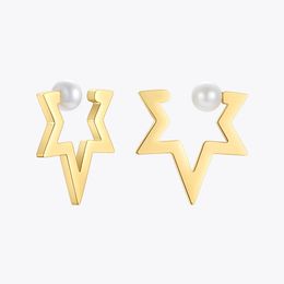 ENFASHION Pearl Star Ear Cuff Gold Color Earrings For Women Stainless Steel Fake Piercing Earings Fashion Jewelry E211329 240408