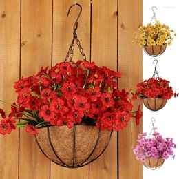 Decorative Flowers Violet Artificial Flower Wall Hanging Basket Realistic Hangings Plants For Outdoor Indoor Patio Lawn Garden Decor