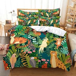 Bedding Sets Cartoon Flamingo Squirrel Animal Print Down Bed Cover Pillowcase Home Textile 3D Digital Printed Set