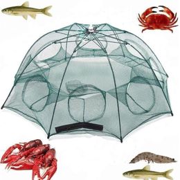 Fishing Accessories Folded Net 4 6 8 10 Hole Matic Shrimp Trap Fish Minnow Crab Baits Cast Mesh Fishnet1231R Drop Delivery Sports Outd Dhby9