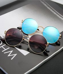 Round Metal Sunglasses Designer Gold Flash Glass Lens For Mens Womens Mirror Sunglasses Round unisex sun glasse 9981733