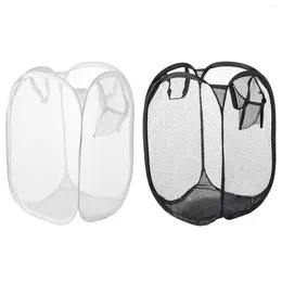 Laundry Bags Mesh Up Hamper Foldable Durable Clothing Storage Clothes Baskets For Dorm Bathroom & Travel