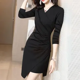 Casual Dresses Fashionable And Slimming Black Dress For Women: Latest 2024 Design With Splice Zipper Asymmetrical Cuts Waist Cinching