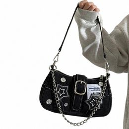 shoulder Fi Chain Bag Small Design Trend Jeans Underarm Bag Women's New Cross-Shoulder Bag C8uL#