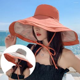 Berets Foldable Women Sun Visor Hat Fashion Wide Brim Bucket Hats Travel Anti-Uv Caps