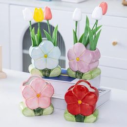 Vases Healing High-temperature Painted Ceramic Living Room Flower Arrangement Art Dining Table Entrance Decoration