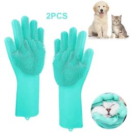 Grooming Pet multifunctional cleaning silicone massage shower gloves, anti dog and cat bite shower cleaning gloves, pet scrub tools