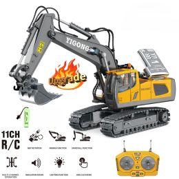 Cars 2.4G 11 Channels RC Excavator Dump Bulldozer Cart Trucks Bulldozer Alloy Vehicle Remote Control Car Excavator Gift Toy for Boy