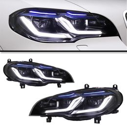 Car Light For X5 E70 2009-2013 Dual L Blue Styling Headlights LED DRL Flow Turn Signal Head Lamp Assembly