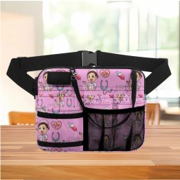 Packs Pink Heartbeat Medical Design Portable Nurse Waist Bag Hospital Work MultiPockets Casual Organiser Pouch Fanny Pack sac femme