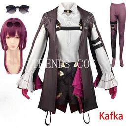 Costumi anime cosplay anime anime onkai stella ferrovia kafka cosplay come santità di grandi dimensioni kafka outfits occhiali per occhiali calze per parrucca per fumetti con y240422