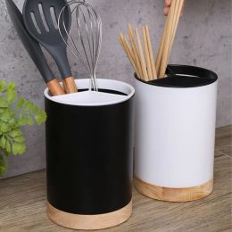 Organisation Kitchen Tableware Storage Bucket Utensil Holder Cutlery Drainer Plastic Chopstick Spoon Storage Rack Detachable 3 Divided