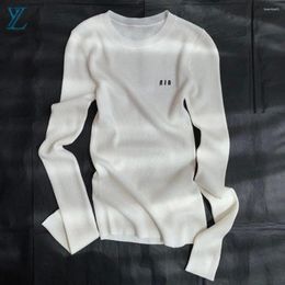 Women's Sweaters 2024 Autumn Slim Fit Fashion Knitted Long Sleeved Shirt