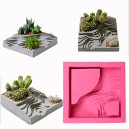 Ceramics Succulent flower pot silicone mold Cement Drip Rubber Plaster Mould Handmade Making Decorative Storage Box