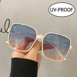 Female Large Frame Gradient Sunglasses Unisex Outdoor Sunproof Eyewear Men Women Trendy Ocean Lens Sqaure Sun Glasses Party 240417