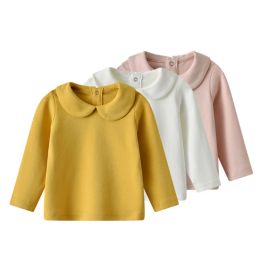 T-shirts Tou Baby Girl Long Sleeve Shirt kids tops Infant solidcolor shirt Toddler Girl dress shirts blouse 100%cotton 624m