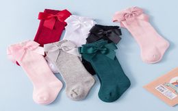 Cotton Kids Girls Socks With Big Bows Knee High Children Princess Socks For Girls Newborn Baby Long Sock Autumn Winter Style Y20102671571