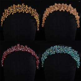 Headpieces 5Colors Crystal Bridal Hair Accessories Red Princess Crown Wedding Head Jewelry For Women Blue Tiaras Handmade Hoop