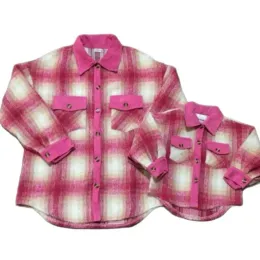 T-shirts Girlymax Fall/winter Long Sleeve Baby Girls Mommy & Me Flannel Plaid Jacket Chidren Kids Adult Shirts