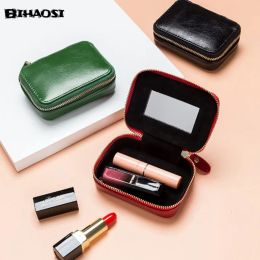 Cases Women's Mini Bag Leather Mouth Red Envelope Leather Cosmetic Bag With Mirror Data Cable Earphone Package Jewellery Box Coin Bag