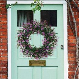 Decorative Flowers Lavender Wreaths For Front Door Floral Wreath Home Decoration 16 Inch Spring Office Porch Window Housewarming
