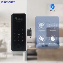 Control Smart Sliding Glass Door Lock TTlock APP Remote Biometric Fingerprint Password Code Card Electronic Lock for Single Double doors