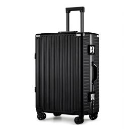 Luggage Suitcase Aluminium Frame Trunk Waterproof Bag Can Sit Cabin Man Suitcases Female Carryon Rolling Luggage Password Trolley Case