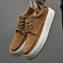 Casual Shoes High Quality Men's Suede Thick Soled Running Commuting Business Fashionable Oxford