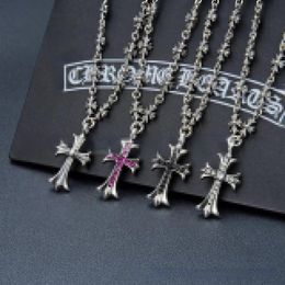 Pendant Necklaces Designer Pendant Necklaces Unisex Classic Diamonds Cross Necklace S925 Retro Punk Hip Hop Trendy Sweater Chain